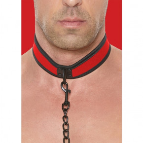 OUCH PUPPY PLAY COLLAR DE NEOPRENO CON CADENA ROJO