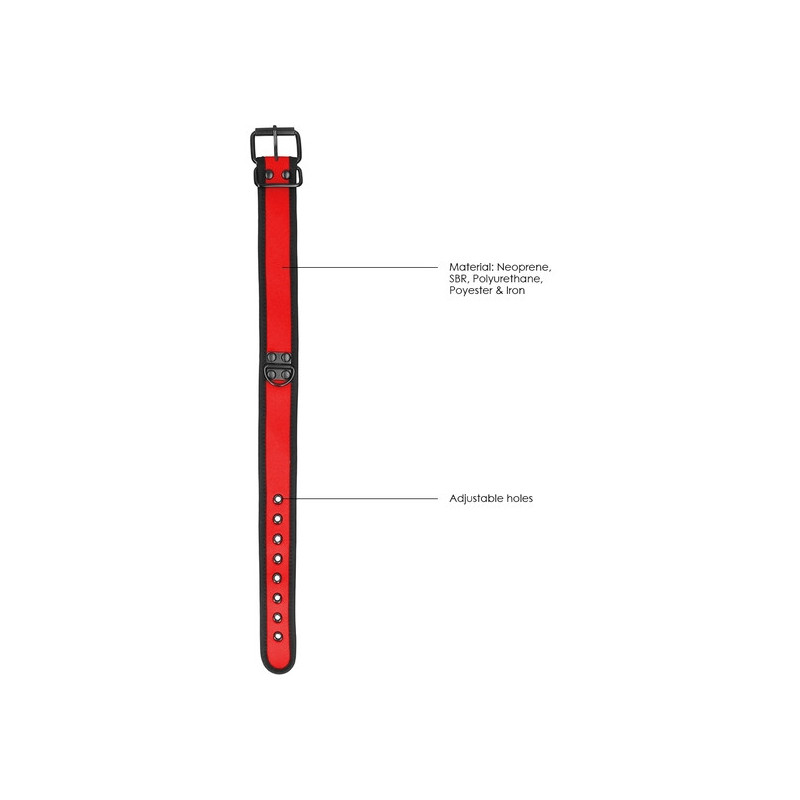 OUCH PUPPY PLAY COLLAR DE NEOPRENO CON CADENA ROJO