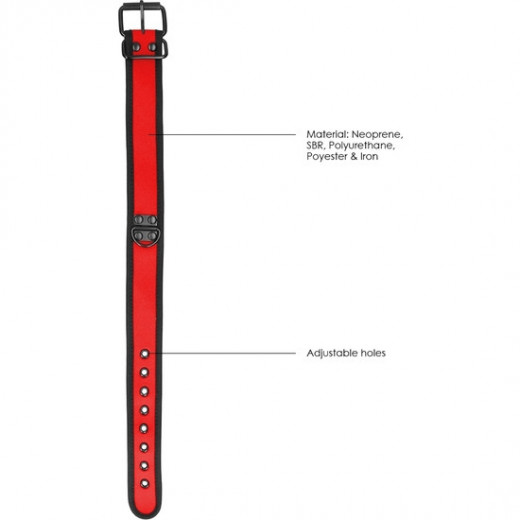 OUCH PUPPY PLAY COLLAR DE NEOPRENO CON CADENA ROJO