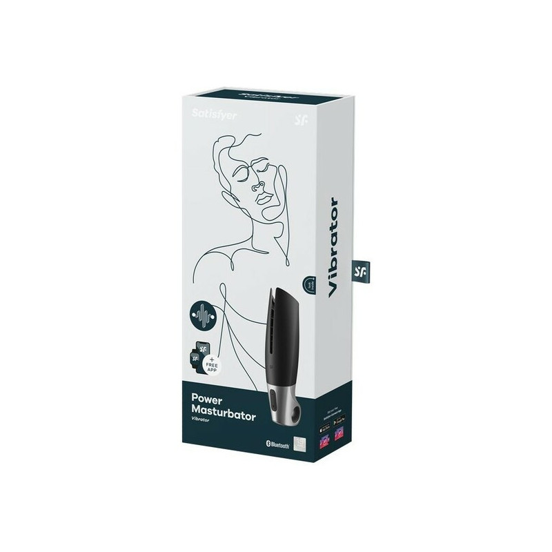 SATISFYER MASTURBADOR POWER CON VIBRACIoN NEGRO PLATA