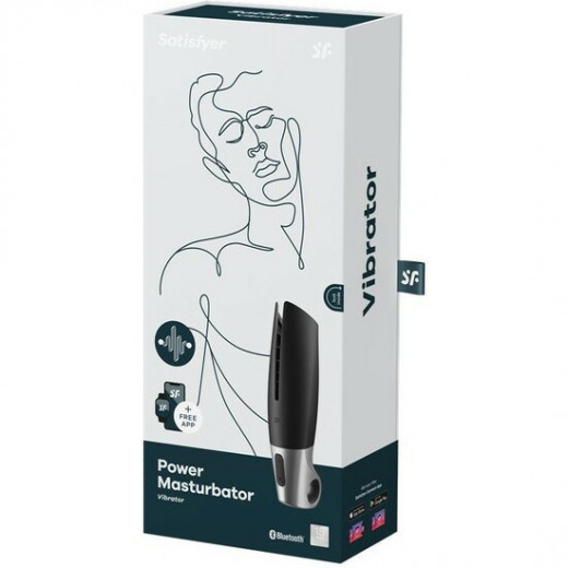 SATISFYER MASTURBADOR POWER CON VIBRACIoN NEGRO PLATA