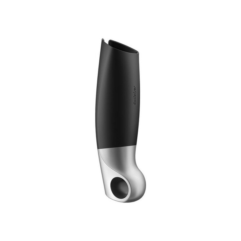 SATISFYER MASTURBADOR POWER CON VIBRACIoN NEGRO PLATA