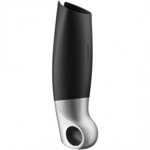 SATISFYER MASTURBADOR POWER CON VIBRACIoN NEGRO PLATA