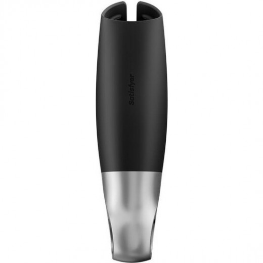 SATISFYER MASTURBADOR POWER CON VIBRACIoN NEGRO PLATA