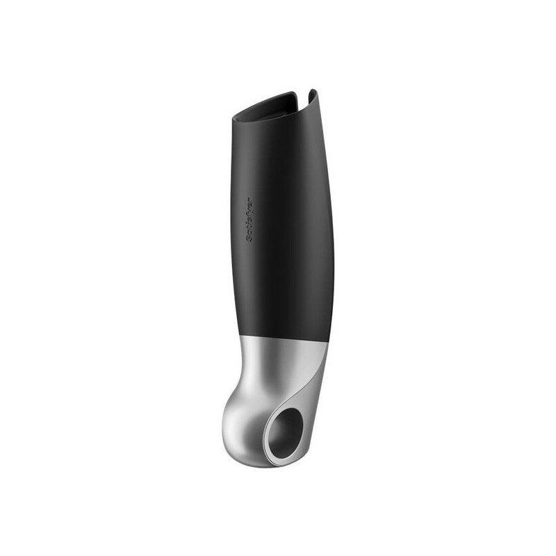 SATISFYER MASTURBADOR POWER CON VIBRACIoN NEGRO PLATA