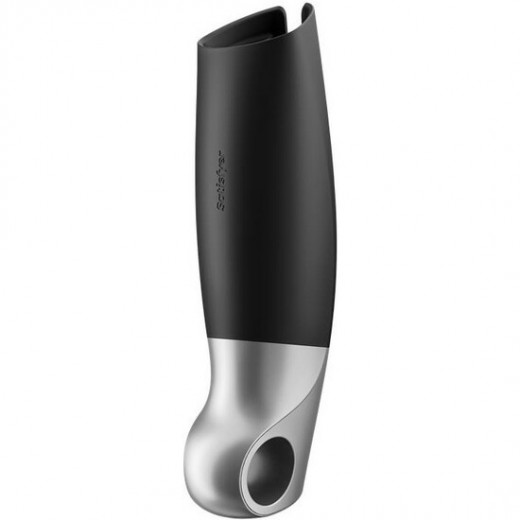 SATISFYER MASTURBADOR POWER CON VIBRACIoN NEGRO PLATA