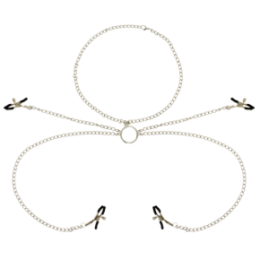 OHMAMA FETISH - 4 PINZAS PEZONES CON COLLAR DE CADENAS