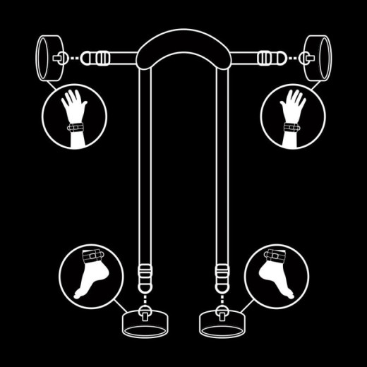 FETISH SUBMISSIVE - POSICIÓN MASTER CON 4 ESPOSAS CON FORRO DE NOPRENO