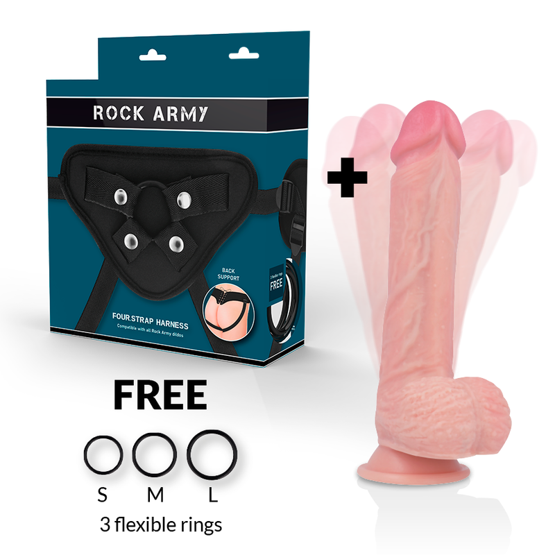 ROCKARMY Arnés + Dildo Hawk Rotador y Vibrador 22 cm | SexPlace.MX