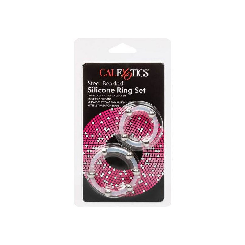 CALEXOTICS - KIT DE 2 UDS ANILLO DE SILICONA CON CUENTAS DE ACERO
