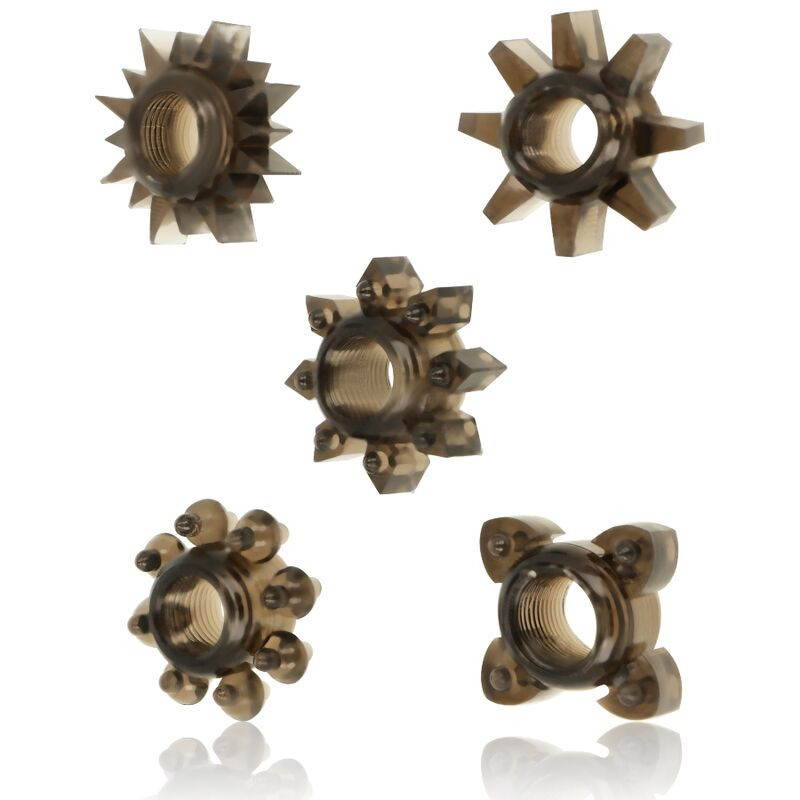 OHMAMA - SET 5 ANILLOS SILICONA TESTICULOS Y PENE