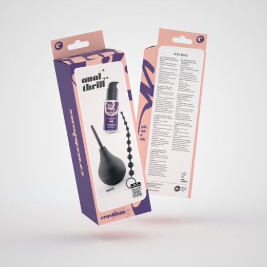 Ducha Anal Anal Thrill 90 ml con Lubricante Anal 50 ml y Cadena de 10 Bolas Crushious
