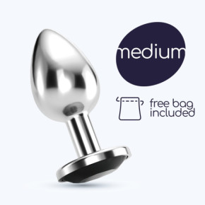 Plug Anal Bijou con Joya Negro Mediano + Bolsa Aterciopelada Crushious