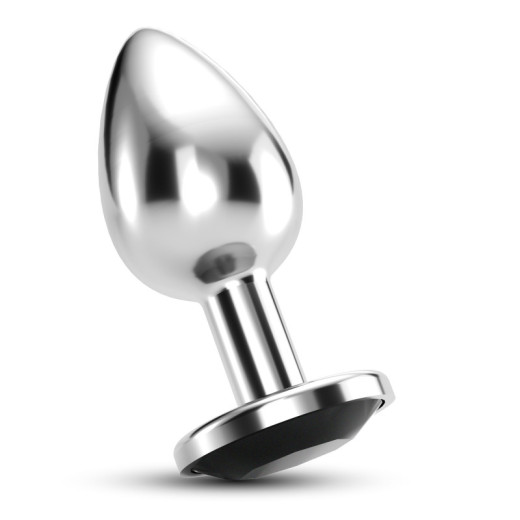 Plug Anal Bijou con Joya Negro Mediano + Bolsa Aterciopelada Crushious
