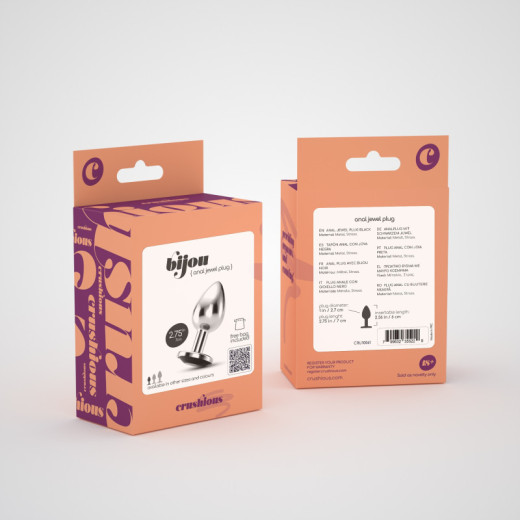 Plug Anal Bijou con Joya Negro Pequeño + Bolsa Aterciopelada Crushious