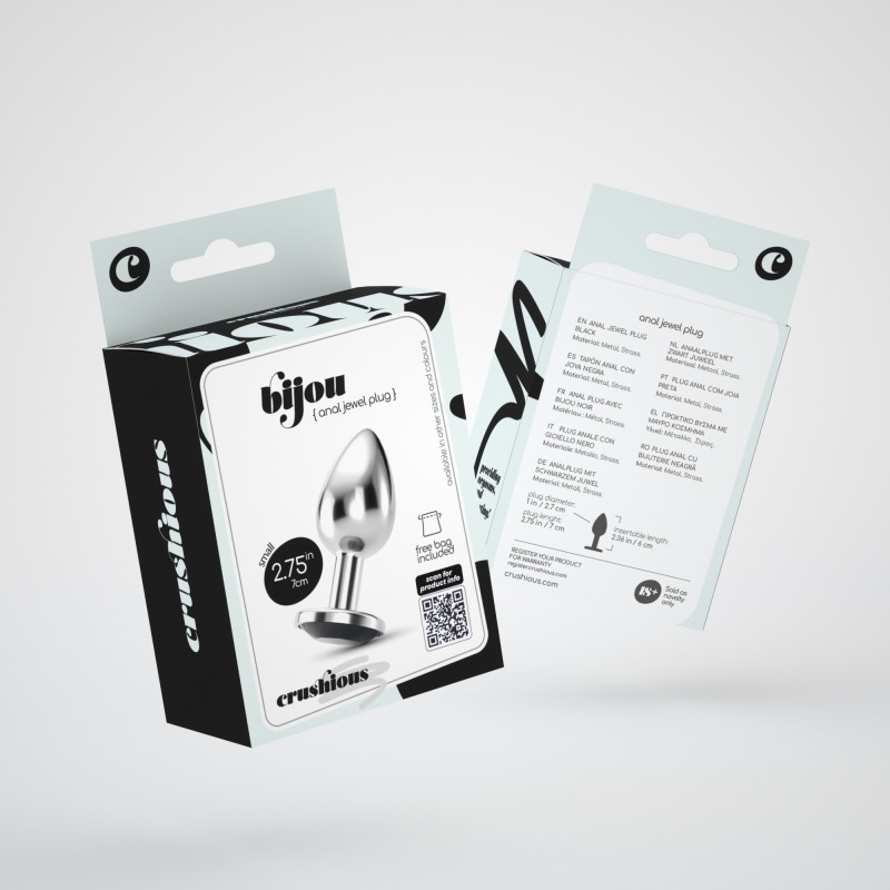 Plug Anal Bijou con Joya Negro Pequeño + Bolsa Aterciopelada Crushious