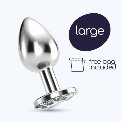 Plug Anal Bijou con Joya Transparente Grande + Bolsa Aterciopelada Crushious