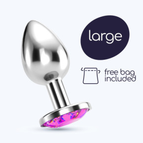 Plug Anal Bijou con Joya Rosa Grande + Bolsa Aterciopelada Crushious