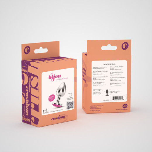 Plug Anal Bijou con Joya Rosa Pequeño + Bolsa Aterciopelada Crushious