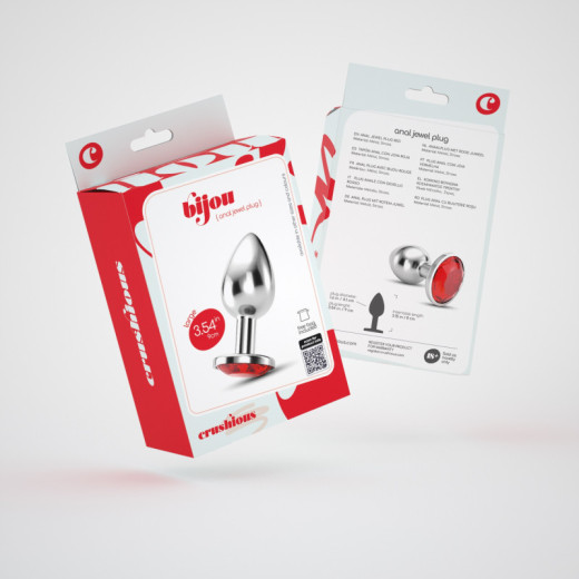 Plug Anal Bijou con Joya Roja Grande + Bolsa Aterciopelada Crushious