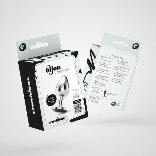 Plug Anal Bijou con Joya Negro Pequeño + Bolsa Aterciopelada Crushious