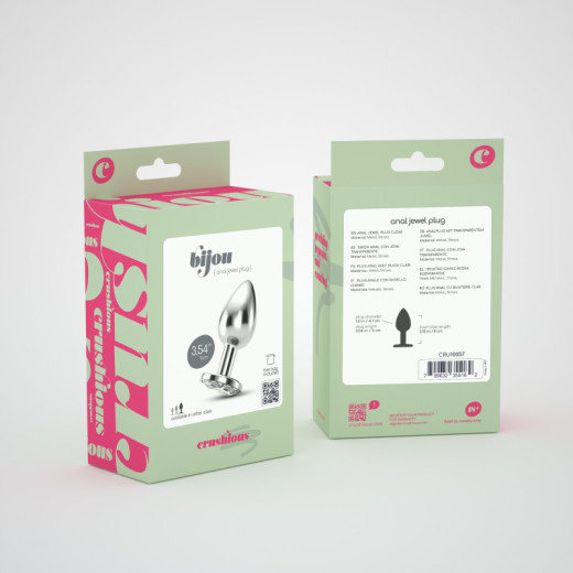 Plug Anal Bijou con Joya Transparente Grande + Bolsa Aterciopelada Crushious