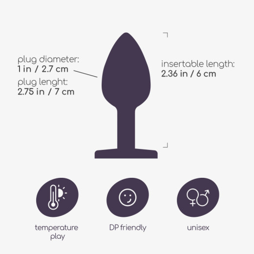 Plug Anal Bijou con Joya Transparente Pequeño + Bolsa Aterciopelada Crushious