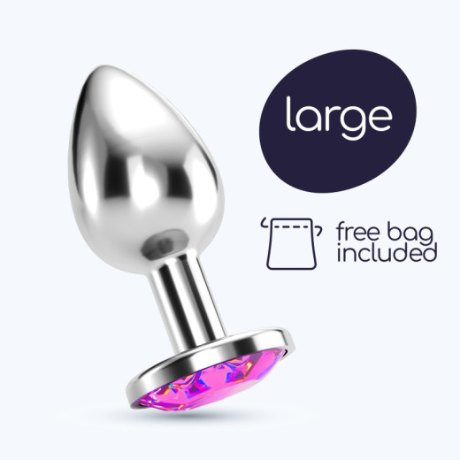 Plug Anal Bijou con Joya Rosa Grande + Bolsa Aterciopelada Crushious