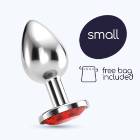 Plug Anal Bijou con Joya Roja Pequeño + Bolsa Aterciopelada Crushious