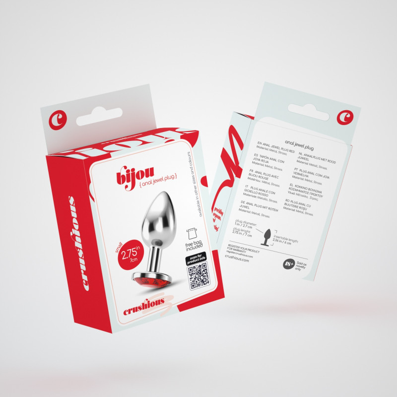 Plug Anal Bijou con Joya Roja Pequeño + Bolsa Aterciopelada Crushious