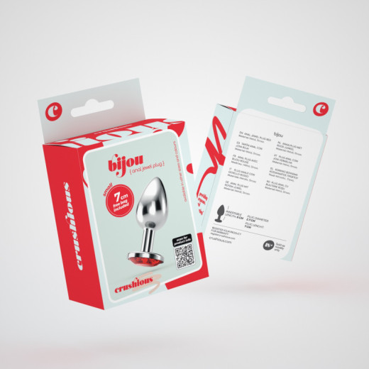 Plug Anal Bijou con Joya Roja Pequeño + Bolsa Aterciopelada Crushious