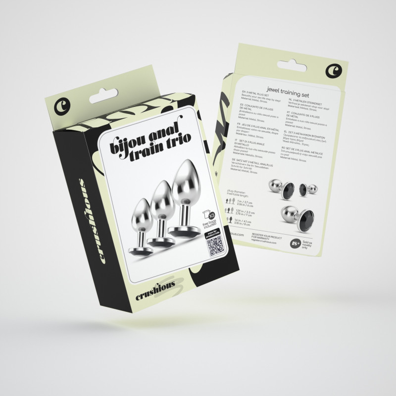 Set de Entrenamiento Anal Bijou Trio Negro + Bolsas Individuales Crushious