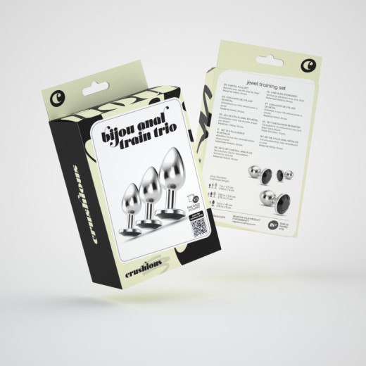 Set de Entrenamiento Anal Bijou Trio Negro + Bolsas Individuales Crushious