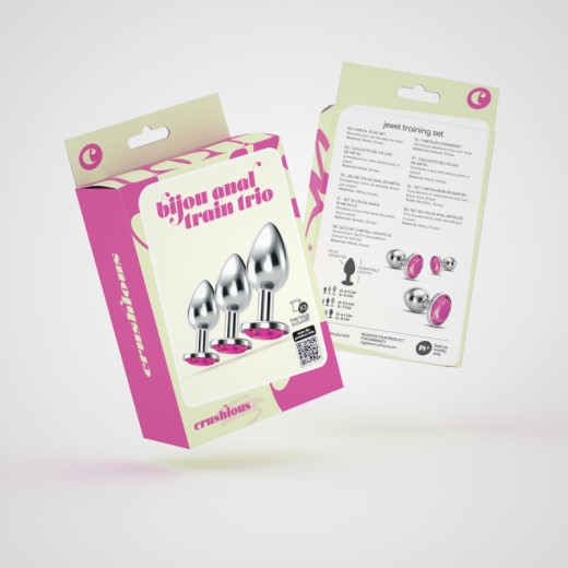Set de Entrenamiento Anal Bijou Trio Rosa + Bolsas Individuales Crushious