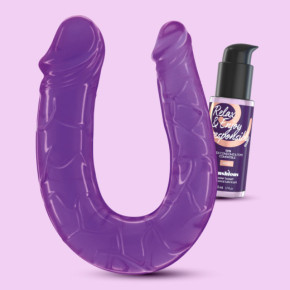 Dildo Doble Deep Diver con Lubricante Anal 50 ml Morado Crushious