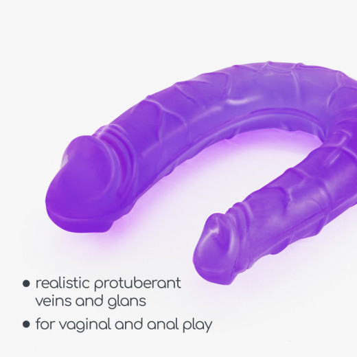 Dildo Doble Deep Diver con Lubricante Anal 50 ml Morado Crushious