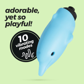 Estimulador Dolphin con Bala Vibradora de 10 Ritmos Azul Crushious