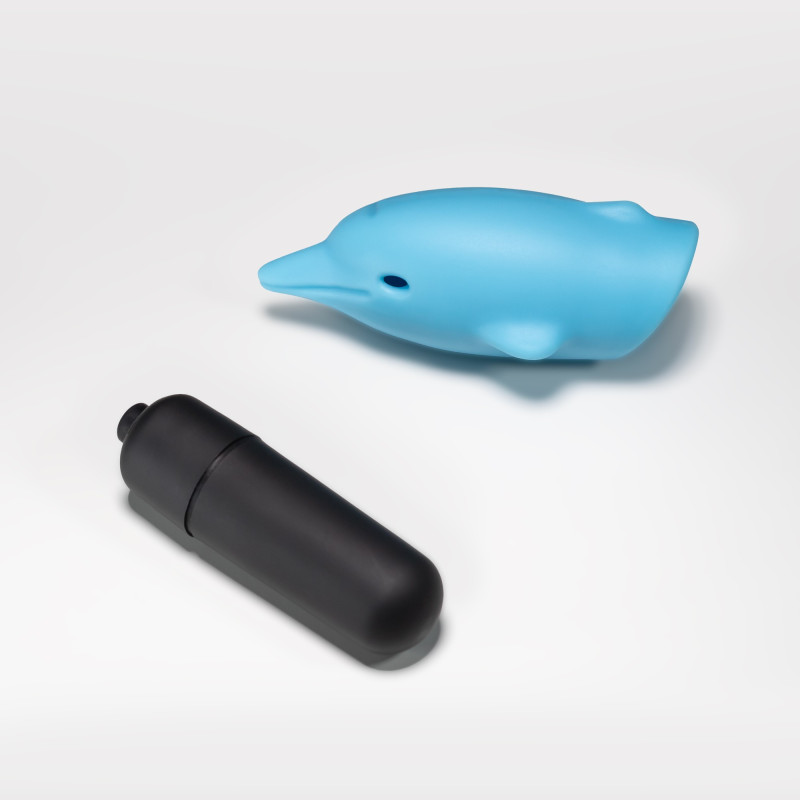 Estimulador Dolphin con Bala Vibradora de 10 Ritmos Azul Crushious