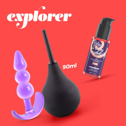 Ducha Anal Explorer 90 ml con Lubricante Anal 50 ml y Plug Anal The Plunger Crushious