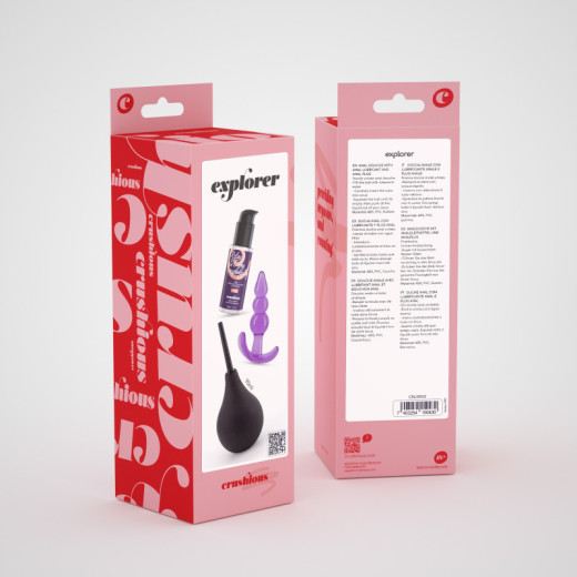 Ducha Anal Explorer 90 ml con Lubricante Anal 50 ml y Plug Anal The Plunger Crushious