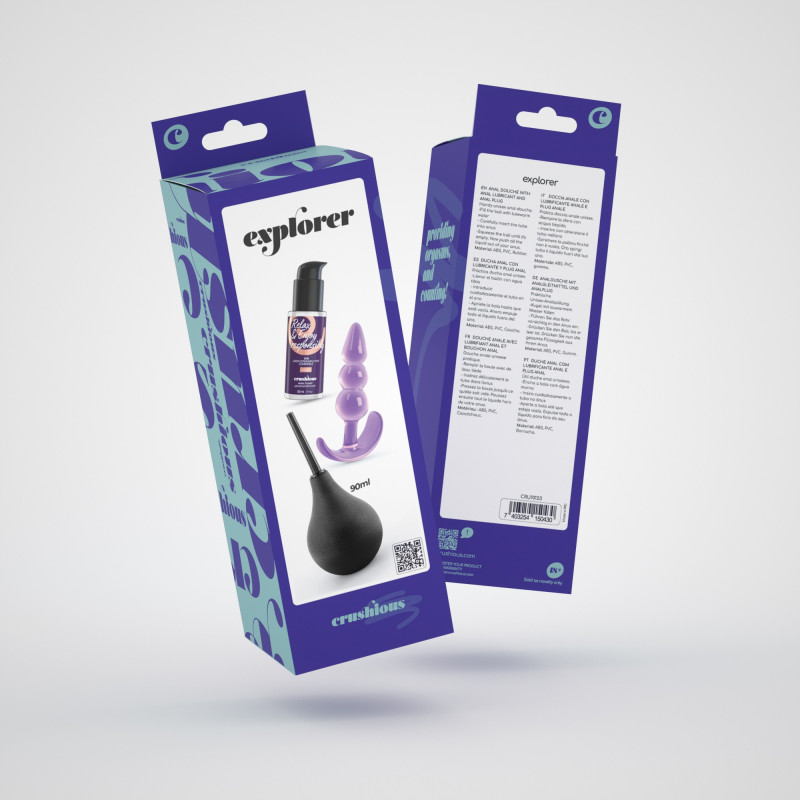 Ducha Anal Explorer 90 ml con Lubricante Anal 50 ml y Plug Anal The Plunger Crushious