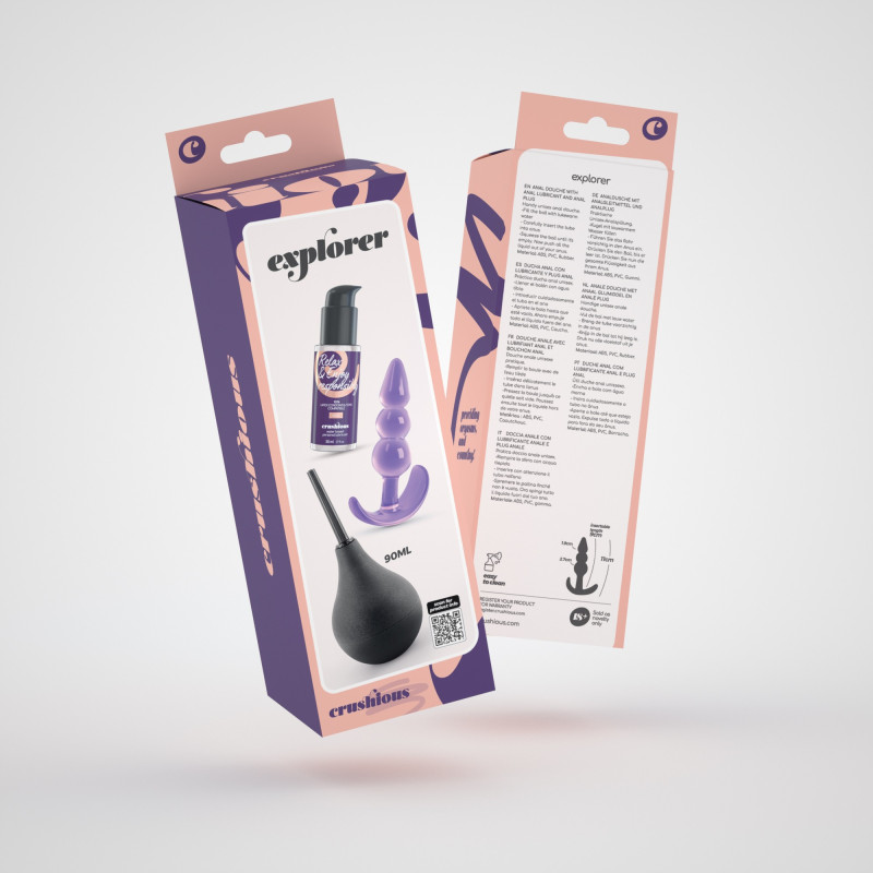 Ducha Anal Explorer 90 ml con Lubricante Anal 50 ml y Plug Anal The Plunger Crushious