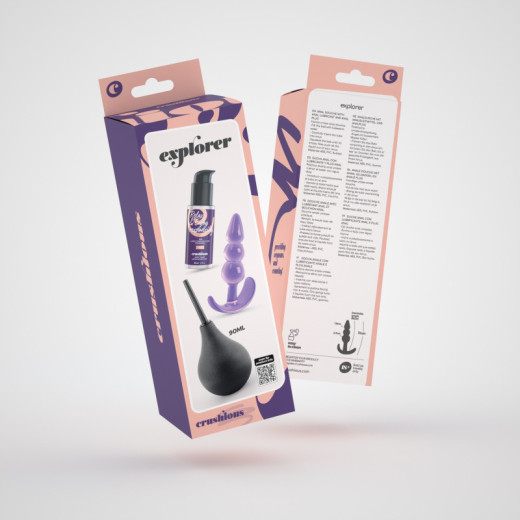 Ducha Anal Explorer 90 ml con Lubricante Anal 50 ml y Plug Anal The Plunger Crushious