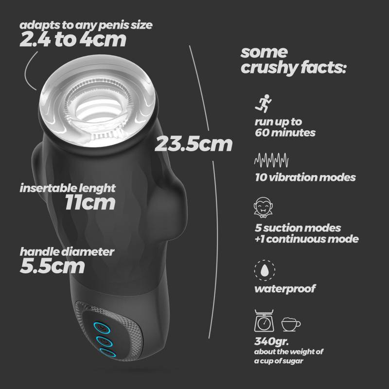 Masturbador Gargantua con Manga Removible, Succión y Lubricante Gratis Crushious