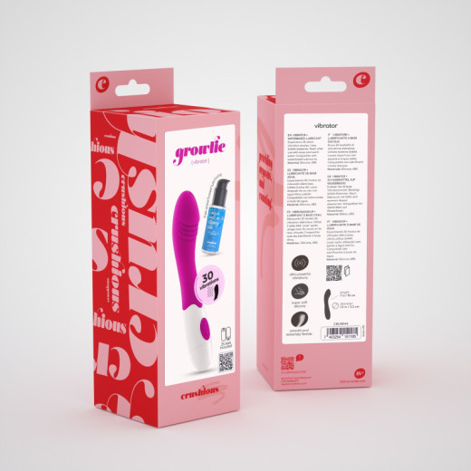 Vibrador Growlie con Lubricante Base Agua Incluido Crushious