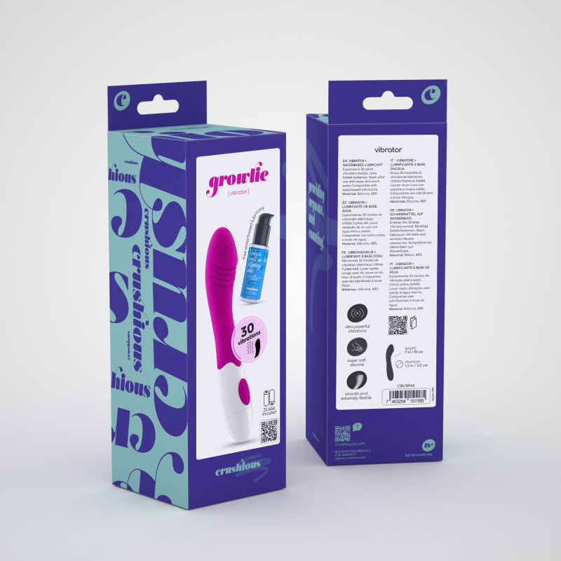 Vibrador Growlie con Lubricante Base Agua Incluido Crushious