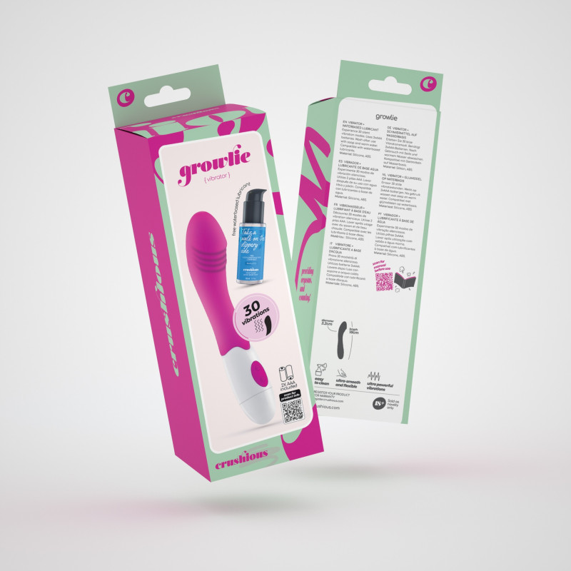 Vibrador Growlie con Lubricante Base Agua Incluido Crushious