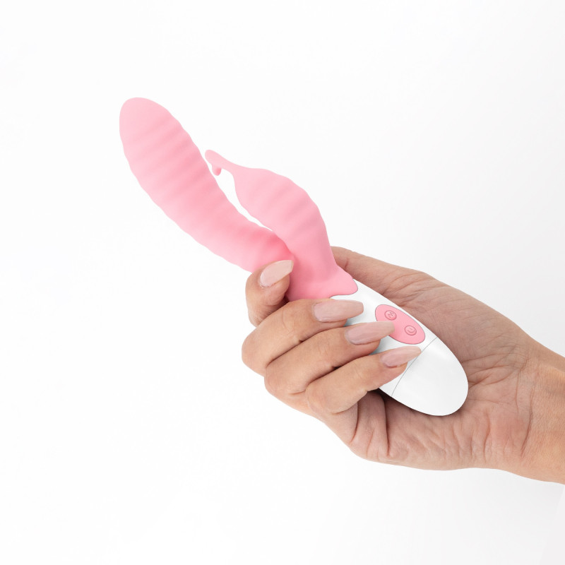 Vibrador Conejito Gummie Rosa con Lubricante Base Agua Incluido Crushious