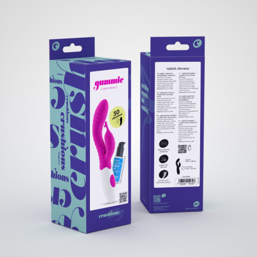 Vibrador Conejito Gummie Morado con Lubricante Base Agua Incluido Crushious