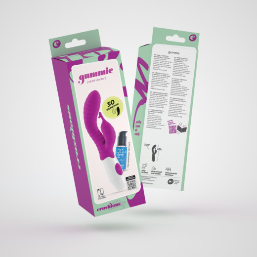 Vibrador Conejito Gummie Morado con Lubricante Base Agua Incluido Crushious
